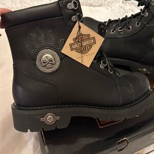 Harley-Davidson Men's Black Skull Emblem Boots